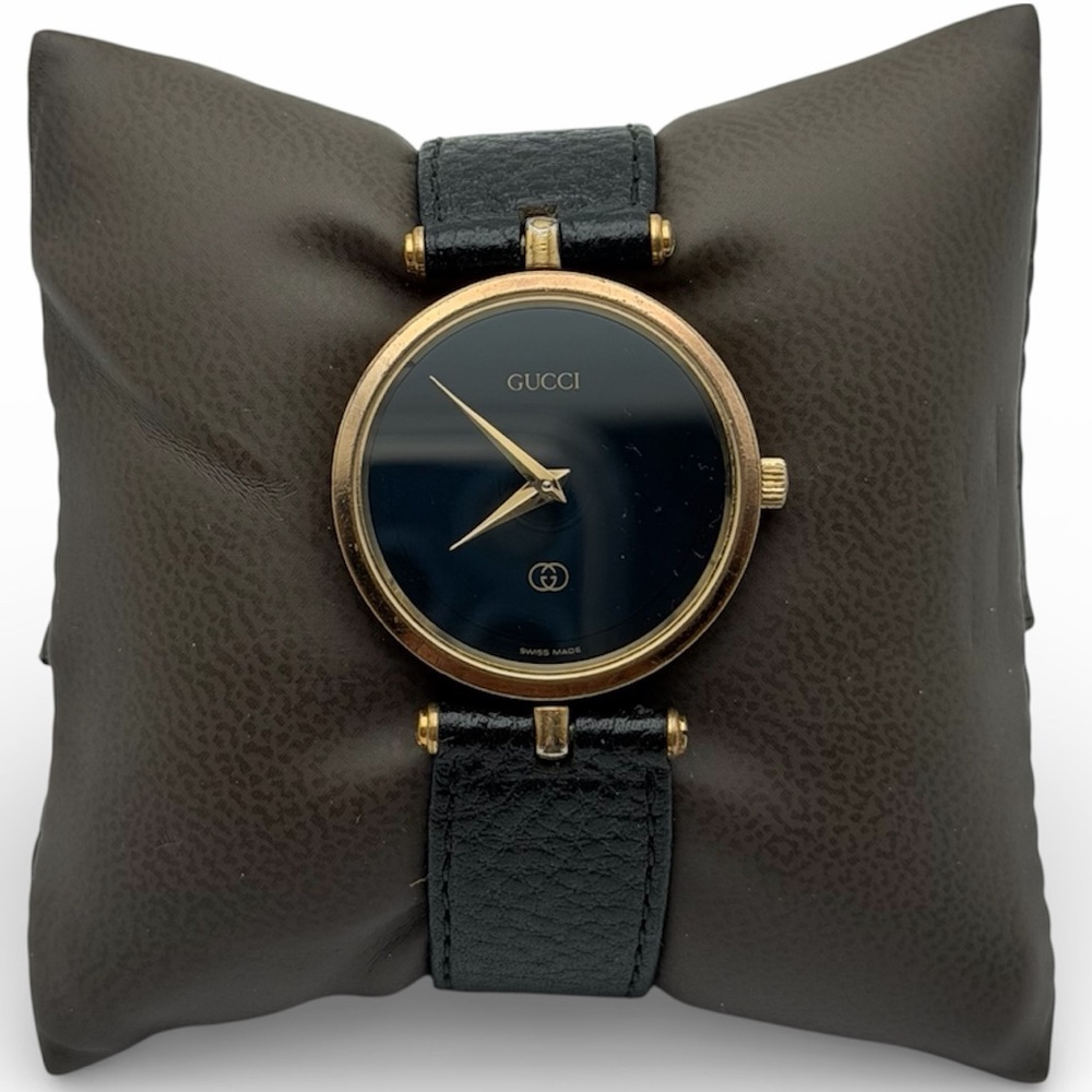 GUCCI VINTAGE BLACK DIAL GOLD-TONE QUARTZ WATCH – 30MM
